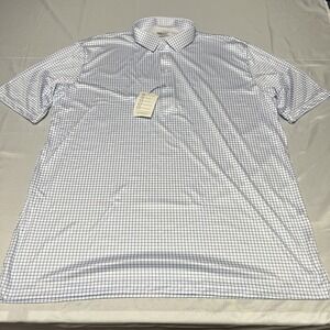 NWT Collars and Co Dress Collar Polo Shirt Men 3XL Relaxed Blue White Check